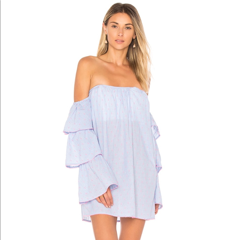 Lovers + Friends Ronita Dress in Blue Pink Dot